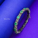 Diamond With Natural Green Emerald Bracelet 925 Sterling Silver & For Women And Handmade Bracelet Gift For Her Emerald Jewelry