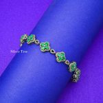 925 Sterling Silver Diamond With Natural Green Emerald & pink sapphire Bracelet For Women And Handmade Bracelet Gift For Her.