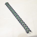 Emerald And Blue Sapphire Gemstone Bracelet with Pave Diamonds Luxurious Black Oxidized 925 Sterling Silver Bracelet Anniversary Gift