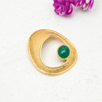 18k Gold Plated Silver Abstract Emerald Pendant